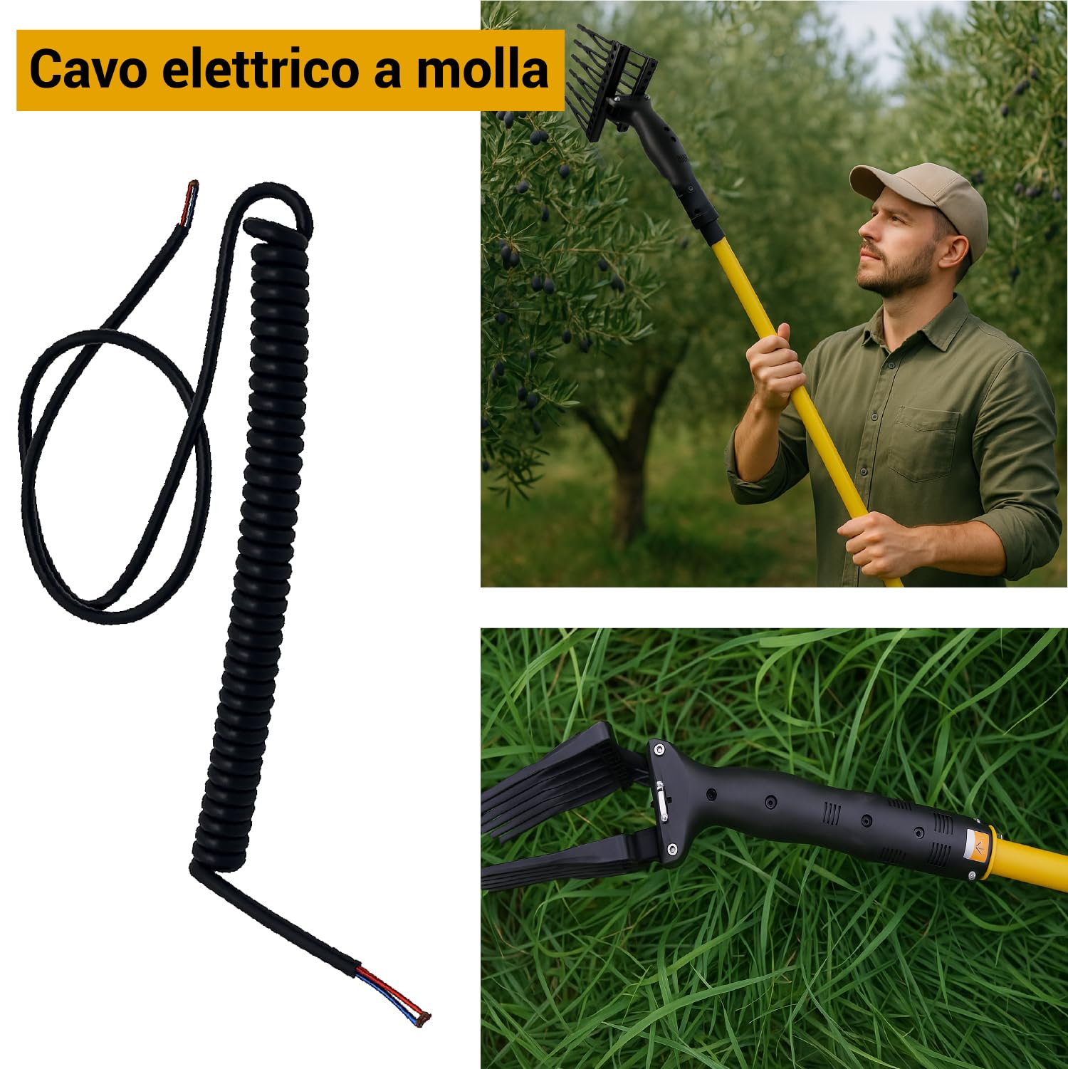 Crisalide Juego de recambios para vareador profesional – Soporte motor, peines, cables, varilla, manguito, portafusibles, ciclomotor, malla de unión (cable eléctrico con resorte)