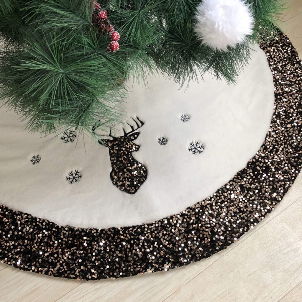 Ozdobna osłona podstawy choinki Miękka pluszowa spódnica choinkowa z cekinami do dekoracji świątecznych i przyjęć(122cm/48inch)