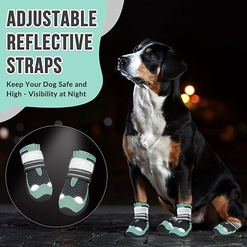 Miniatura 6 de Lukovee Zapatos para perros, botas transpirables con suela de goma antideslizante para pavimento caliente, protector de patas de perro resistente al