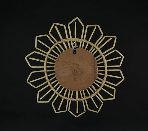 Miniatura 4 de Espejo de pared de diseño geométrico enmarcado mimbre de sauce natural de 17 pulgadas de diámetro