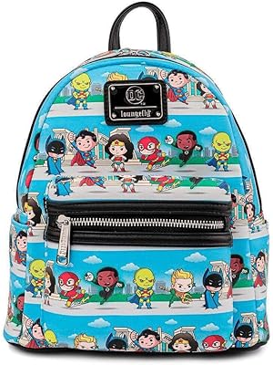 Loungefly DC Comics Superheroes Chibi Lineup Womens Double Strap Shoulder Bag Purse