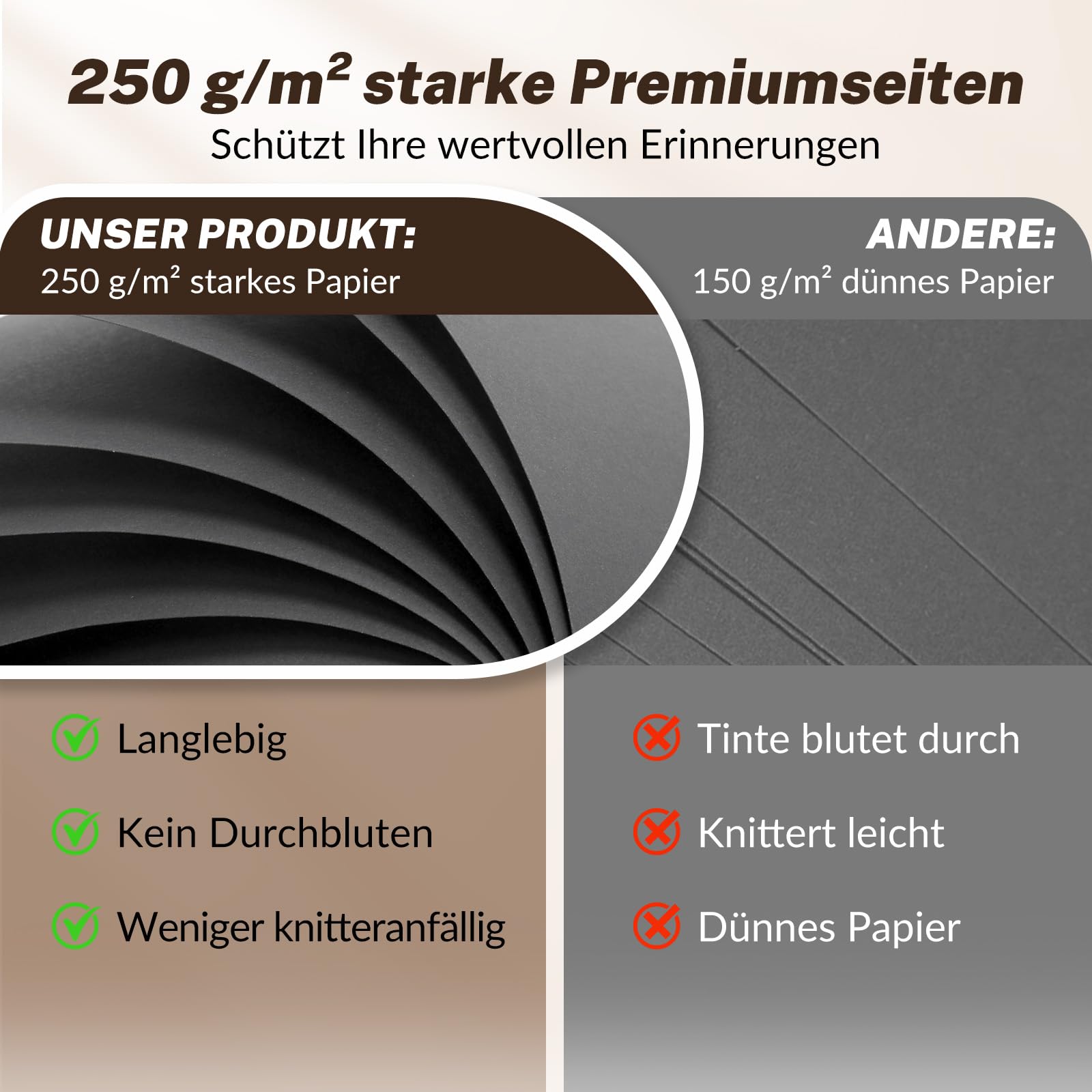 DazSpirit Fotoalbum zum Selbstgestalten, Scrapbook Album mit 70 Schwarze Seiten, 3-Ring-Fotobuch zum Einkleben, mit Fotoecken & Stift, Gästebuch für Hochzeit Geburtstag Geschenk (Schwarz)