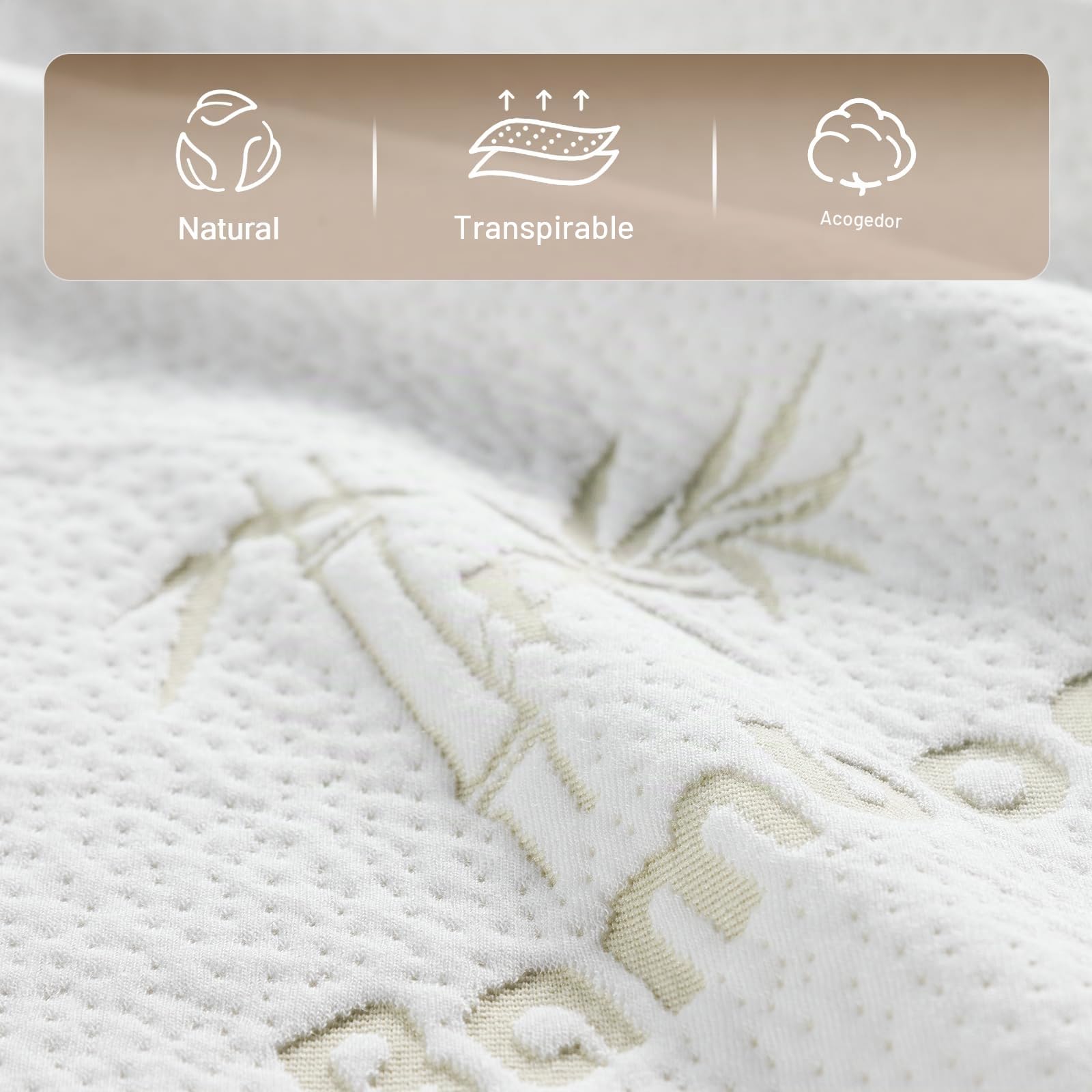 Topper Viscoelástico 150x200, Sobrecolchon de Espuma con Memoria 5 cm, Cubrecolchón Confortable con Bambú Funda Lavable