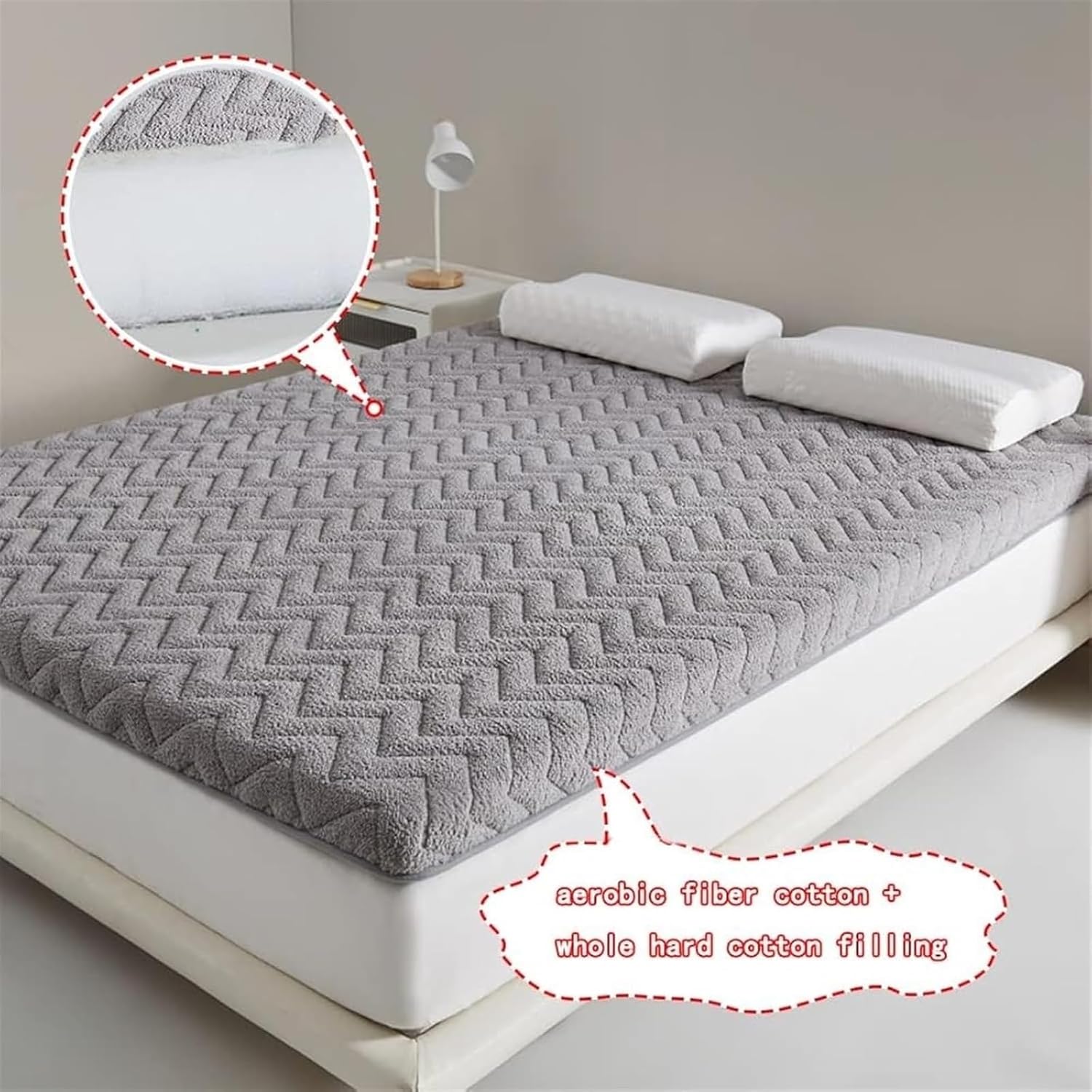 Japanese Style Floor Futon Mattress, Tatami Mattress, Adult Soft Plush Foldable Floor Mattress, Portable Tatami Mattress for Camping Dormitory Guests (Gray, 90x190cm (35 * 74 Inches))