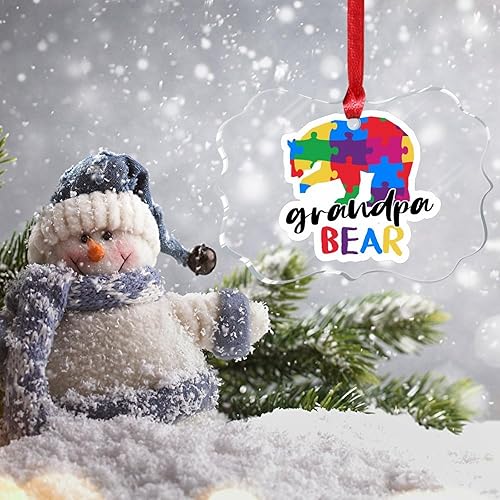 Miniatura 68 de Adorno de Navidad Mama Bear Novedad Acrílico Adornos de Navidad Mama Bear Autismo Rompecabezas Colorido Oso Navidad Colgante Ornamento Puzzle Piezas