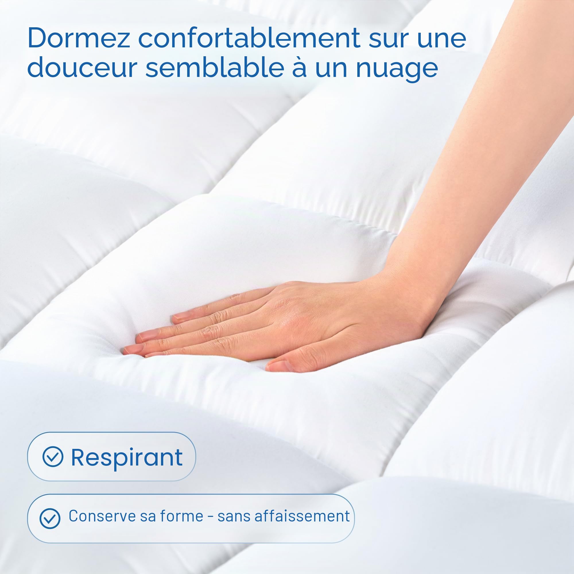 Surmatelas en Microfibre Niagara 100 x 200 cm, Respirant, rafraîchissant sur Matelas 1 Personne 100x200 avec Poches Profondes pour Matelas 20-50 cm