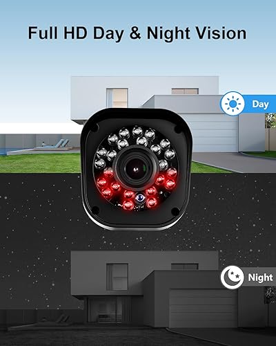 Miniatura 8 de Sistema de cámara de seguridad con cable de 4 canales 1080P, CCTV DVR con disco duro de 512 GB, 4 cámaras de seguridad impermeables IP68 de