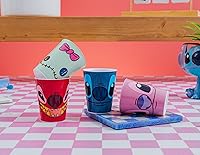 Vista 5 de Silver Buffalo Disney Lilo and Stitch Faces With Scrump, Angel y Leroy - Juego de 4 mini tazas de plástico, 1.5 onzas