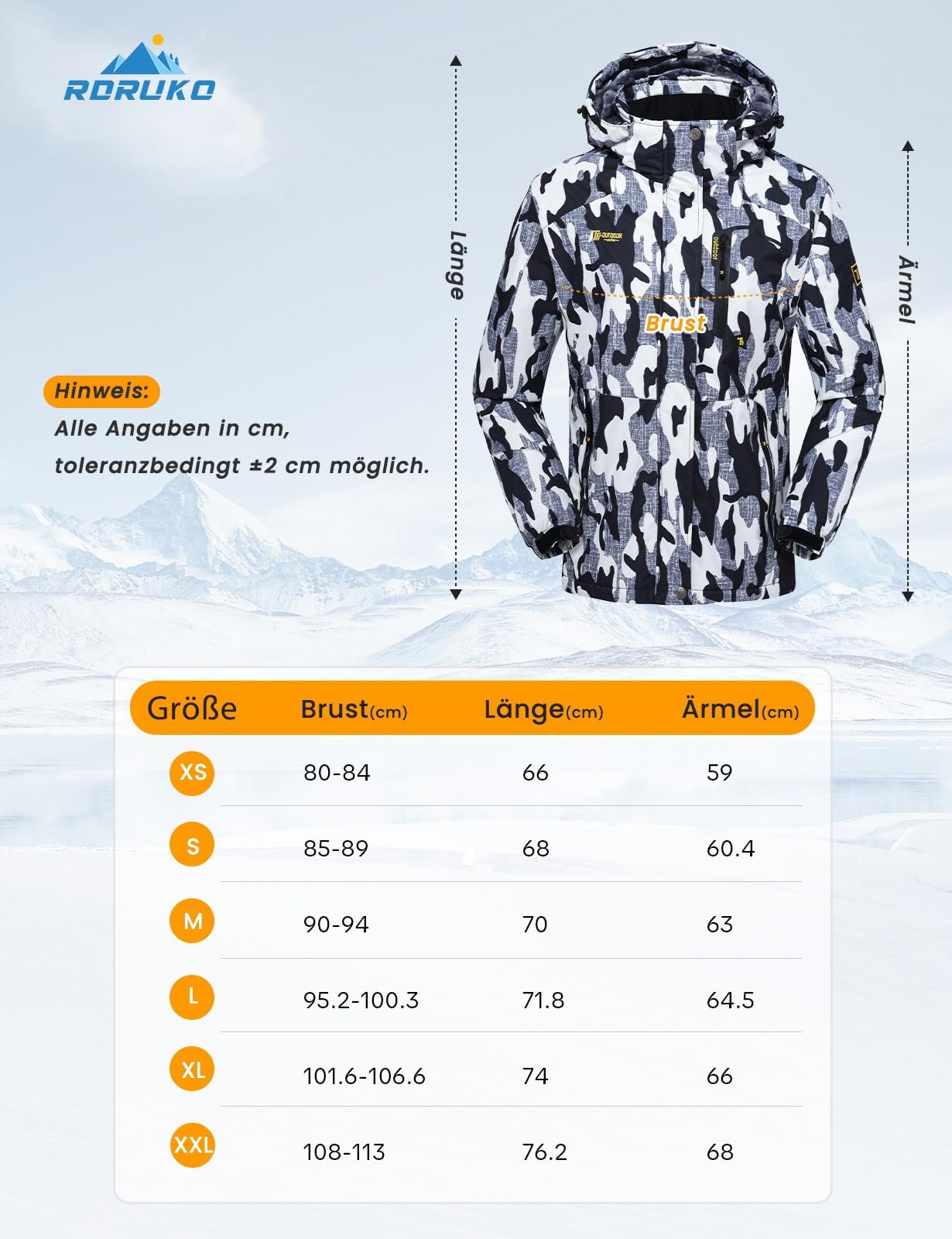 Rdruko Winterjacke Damen Wasserdicht Skijacke Snowboardjacke mit Kapuze | Winddicht Atmungsaktiv Schneejacke Softshelljacke Fleece Gefüttert Verdickt Wanderjacke Winter Outdoor Jacken