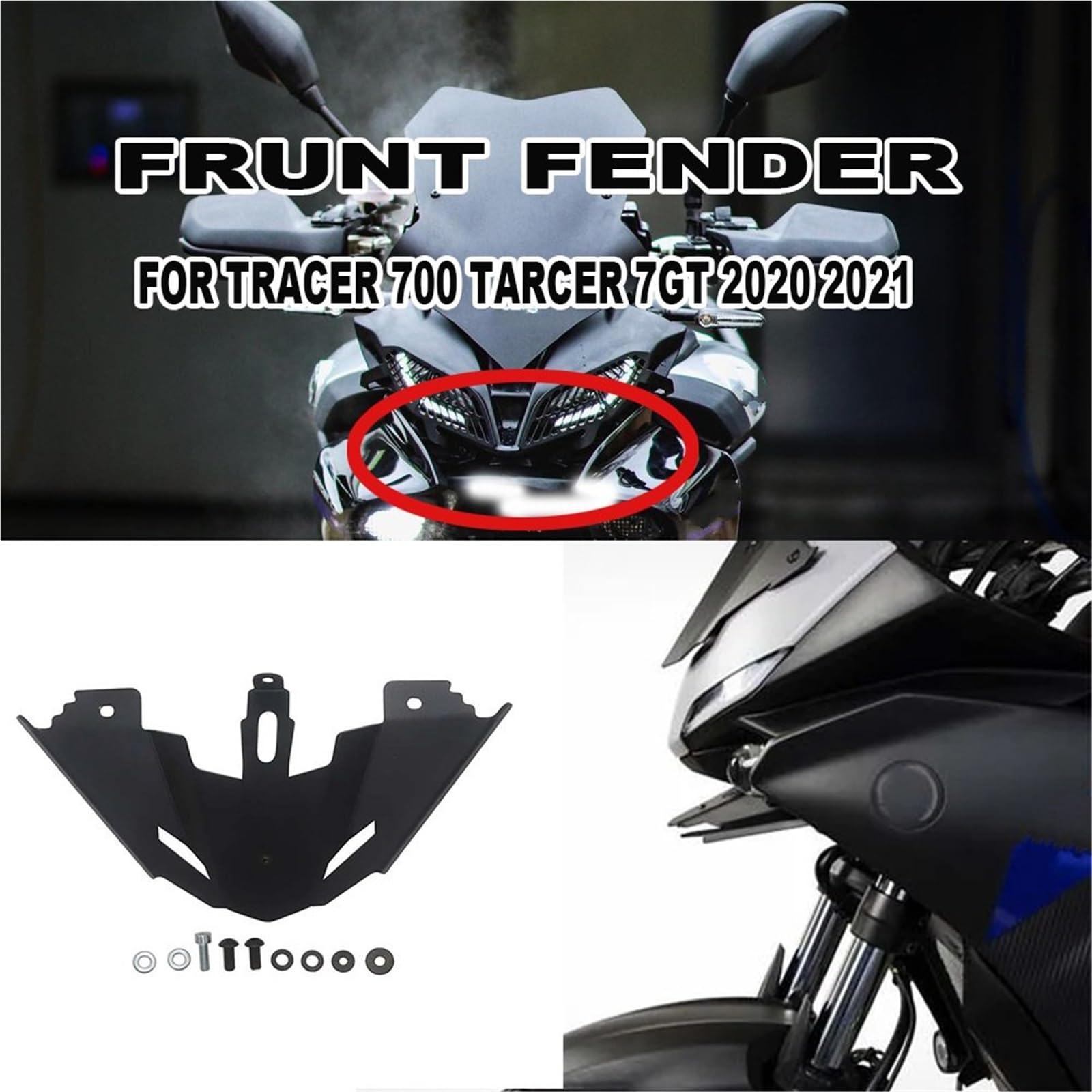 Motocicleta Alerón Delantero Alerón Delantero Compatible con Yamaha Tracer 700 Tracer 7 GT 2020 2021. Divisor Parachoques