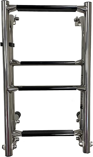 Miniatura 4 de classAcustoms 77090202 Escalera plegable para barco de 4 escalones  Acero inoxidable  Escalera para barco de esquí  Escalera para pontón