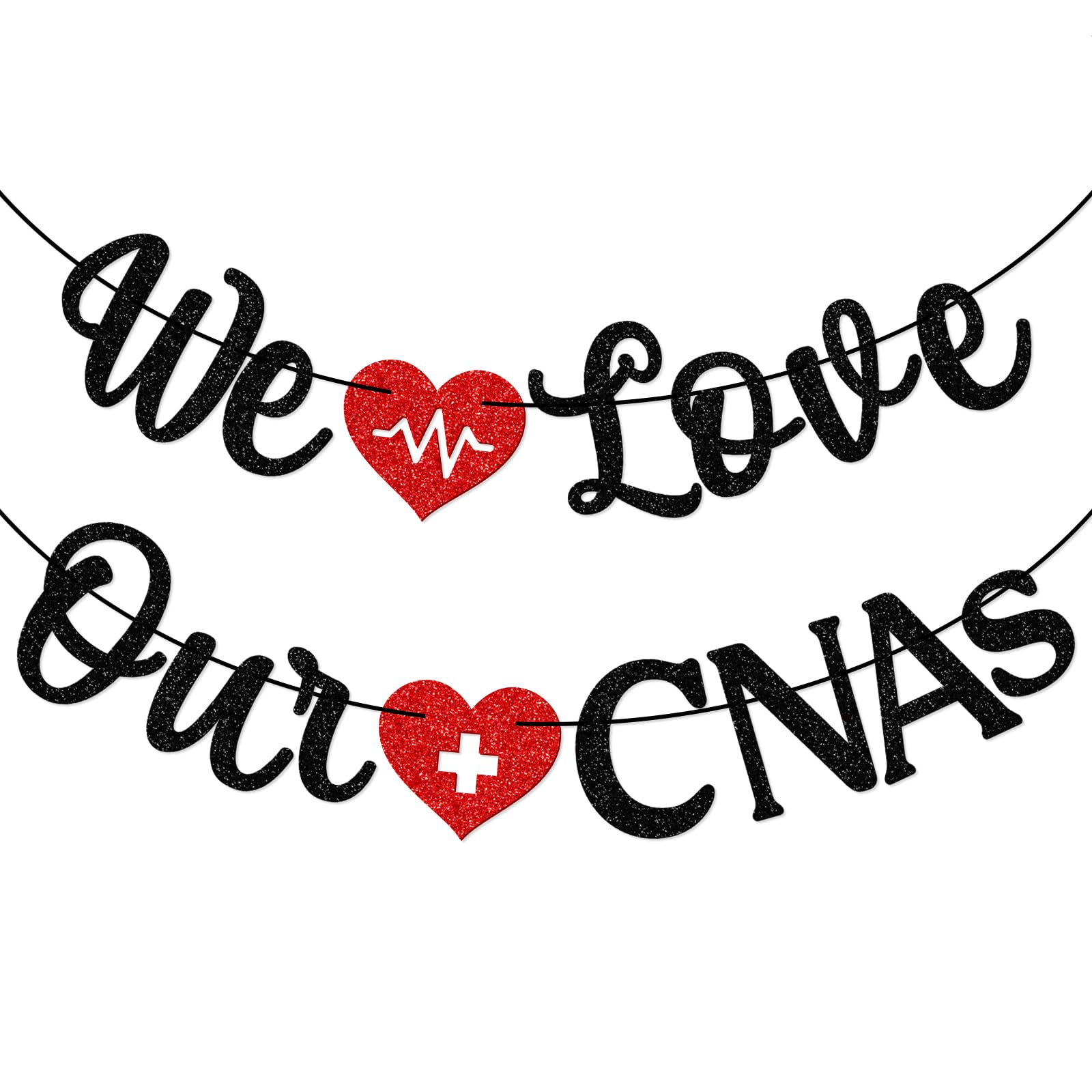 Firefairy We Love Our CNAs Banner, CNA Appreciation Banner, Happy CNA Week Party Decor, Nursing Assistant Week Party Decorations (Black)