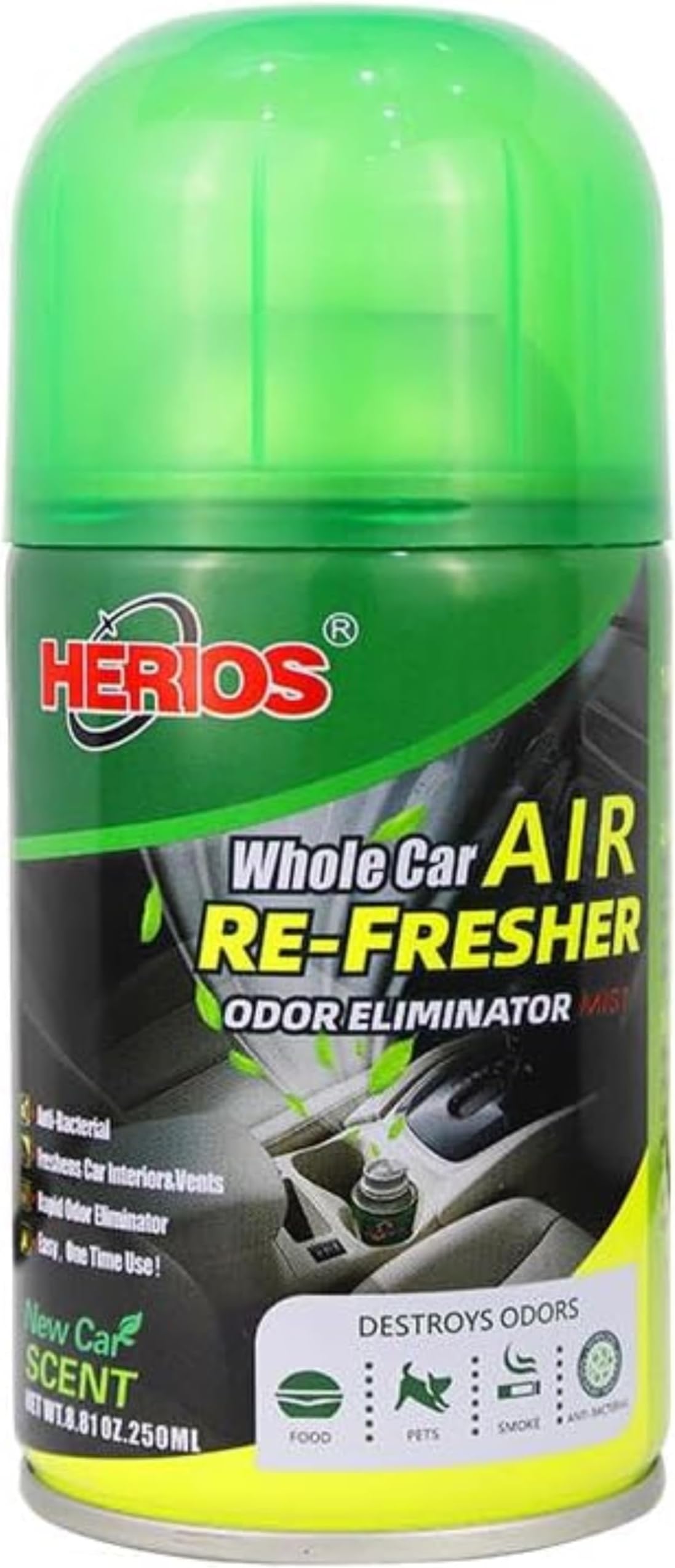 Car Air Refresher, Car AC Cleaner, Odor Eliminator, disinfectant spray, air conditioner, with New Car Scent, 250ml