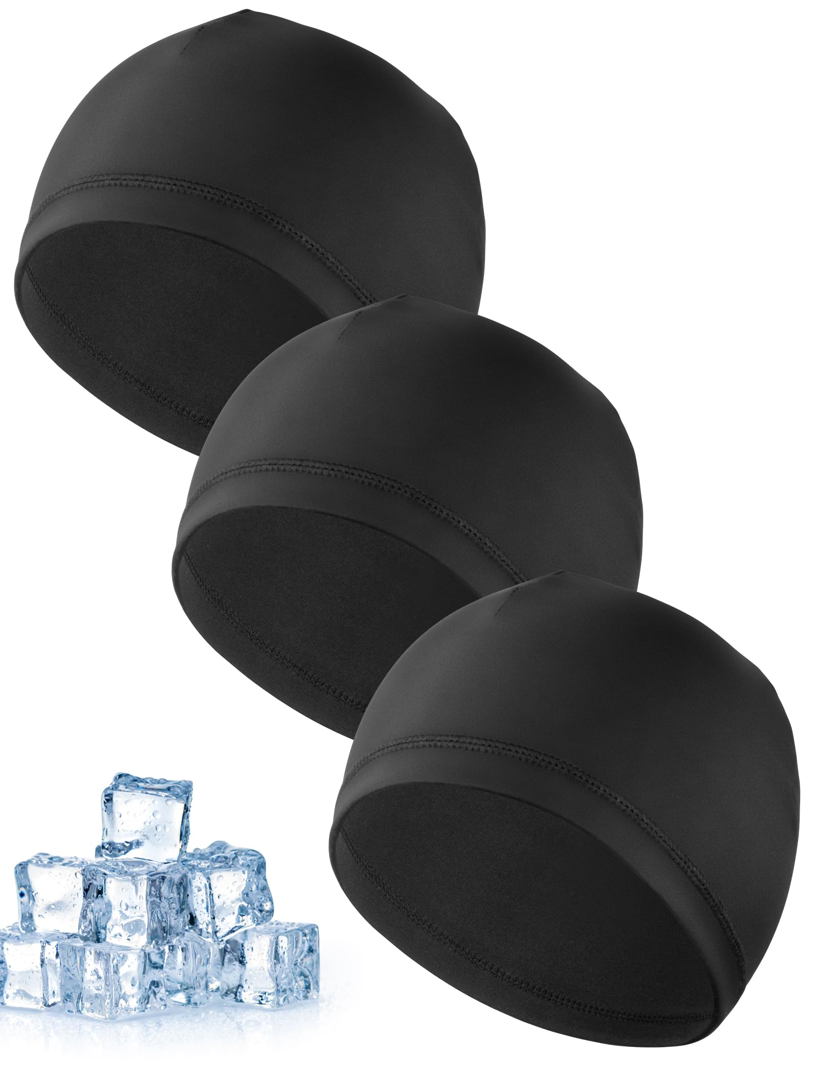 MELLIEX 3 Stück Cooling Fahrradmütze Unter Helm, Atmungsaktiver Eisseidenhut Sommer Sportmütze Multifunktionale Skull Cap für Herren Damen