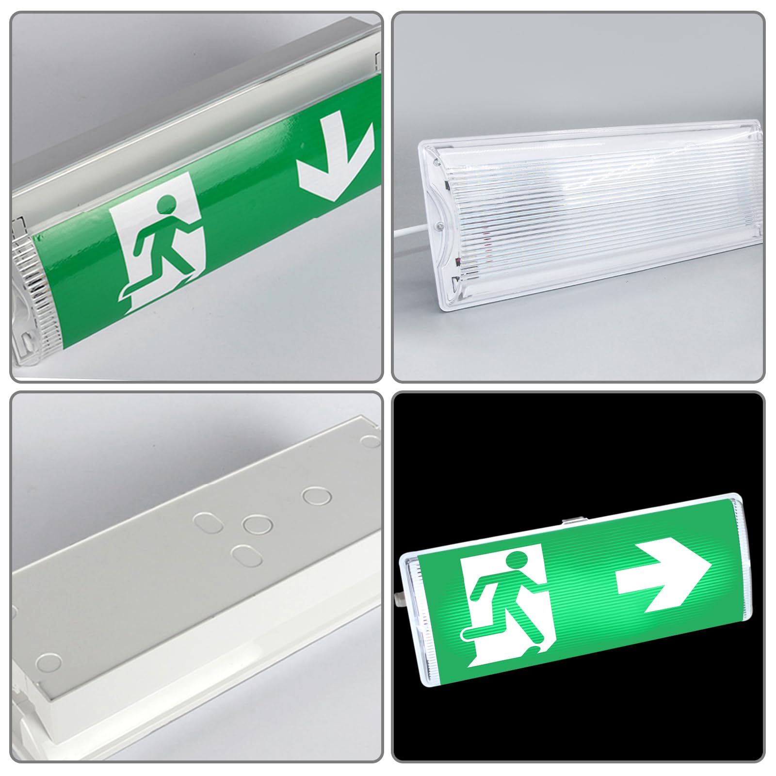 Éclairage de Secours LED IP65 Étanche avec Batterie 3 Heures - Lumière de Sortie d'Urgence avec 4 Pictogrammes pour Tous