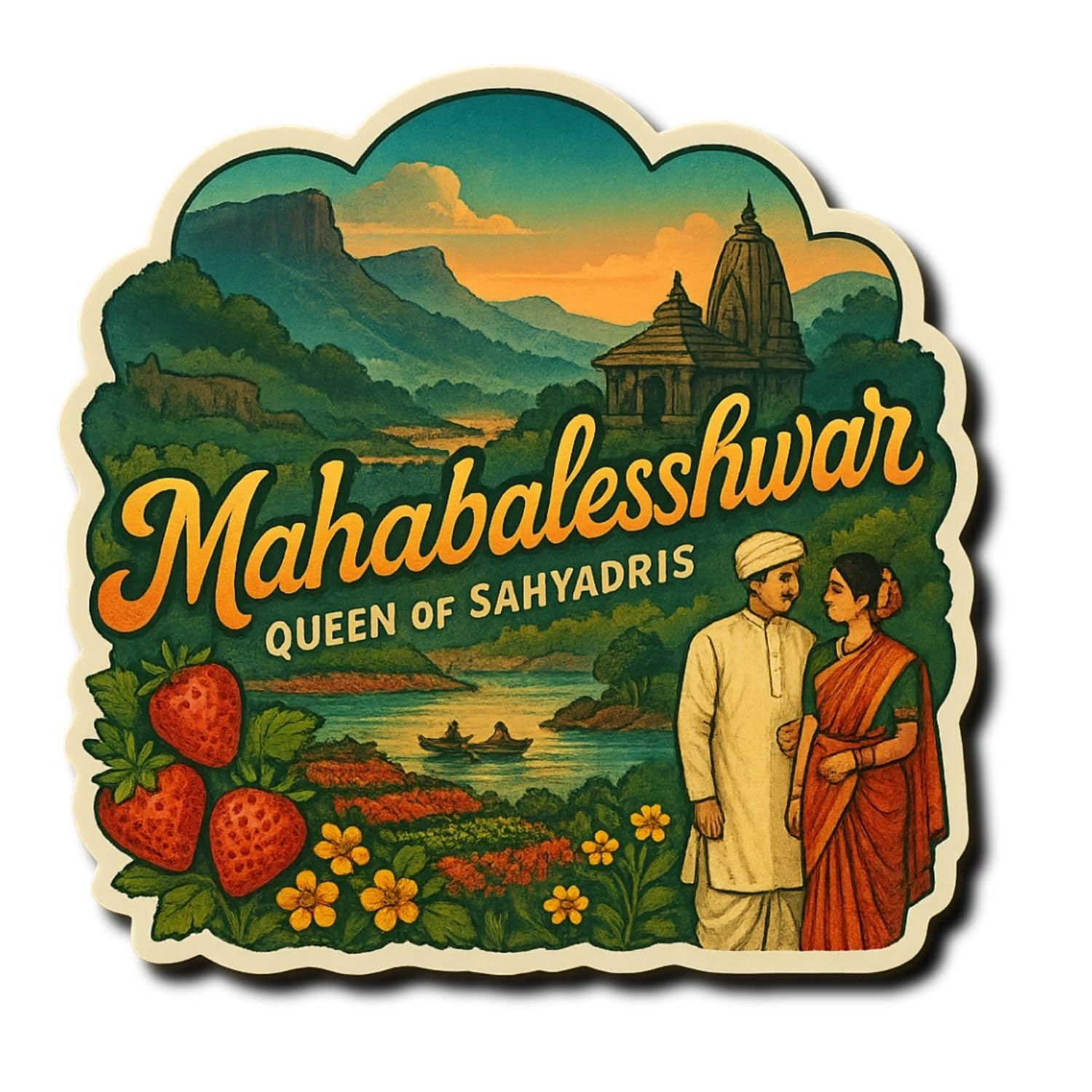 Kashmir Fridge Magnet - Stunning India Art -26 Kashmir Fridge Magnet - Stunning India Art -26