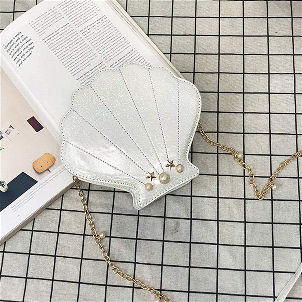 Hologram Laser Shell Shoulder Bags Pearl Cross-body Chain Purse Bags for Womens