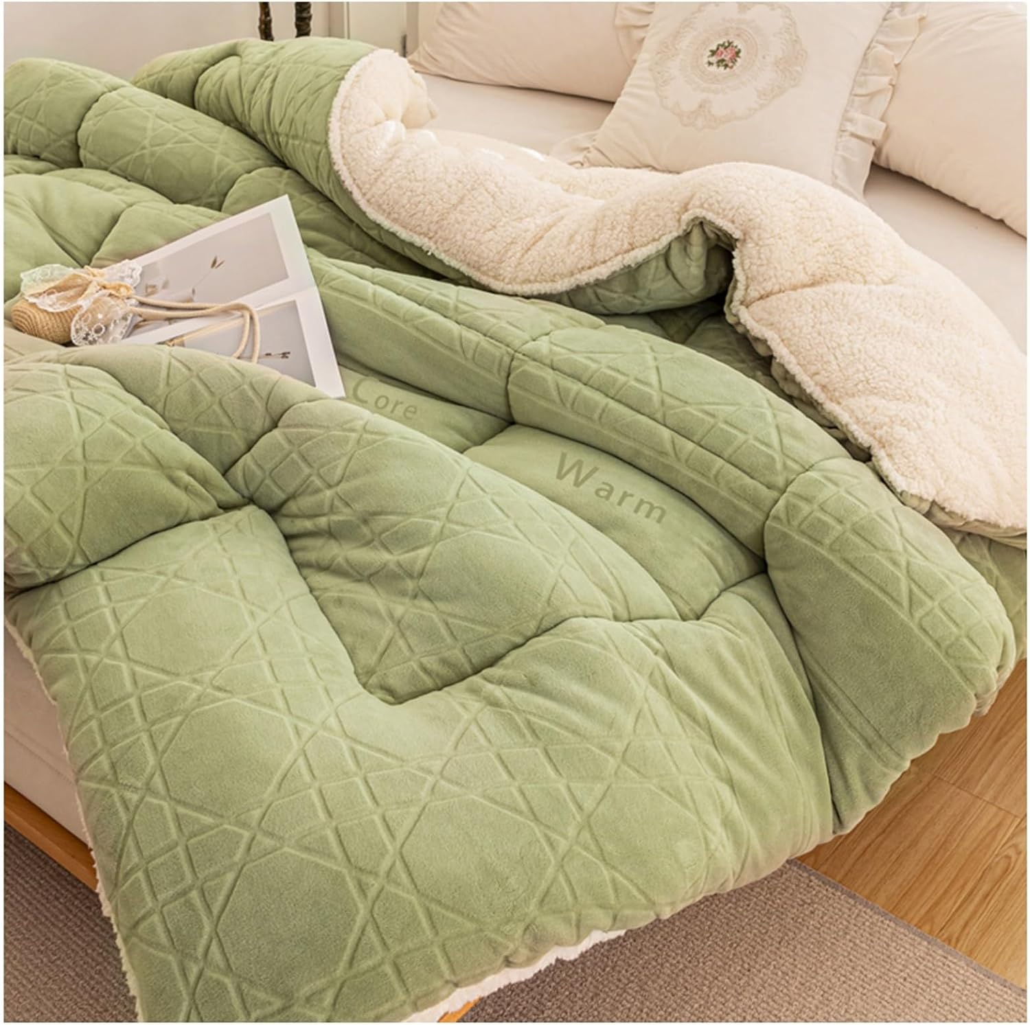 Thickened Double-Sided Fleece Duvet for Winter, Warm Winter Dredon, Down Duvet, Thick and Warm Winter Blankets, Fluffy Blanket (A, 150 x 200 cm/2.5 kg)