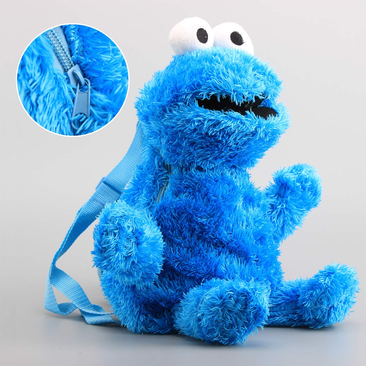 Mochila infantil de peluche de anime Plaza Sésamo, diseño de Elmo, galleta, monstruo, pájaro grande, mochila escolar de peluche suave (azul), azul, children