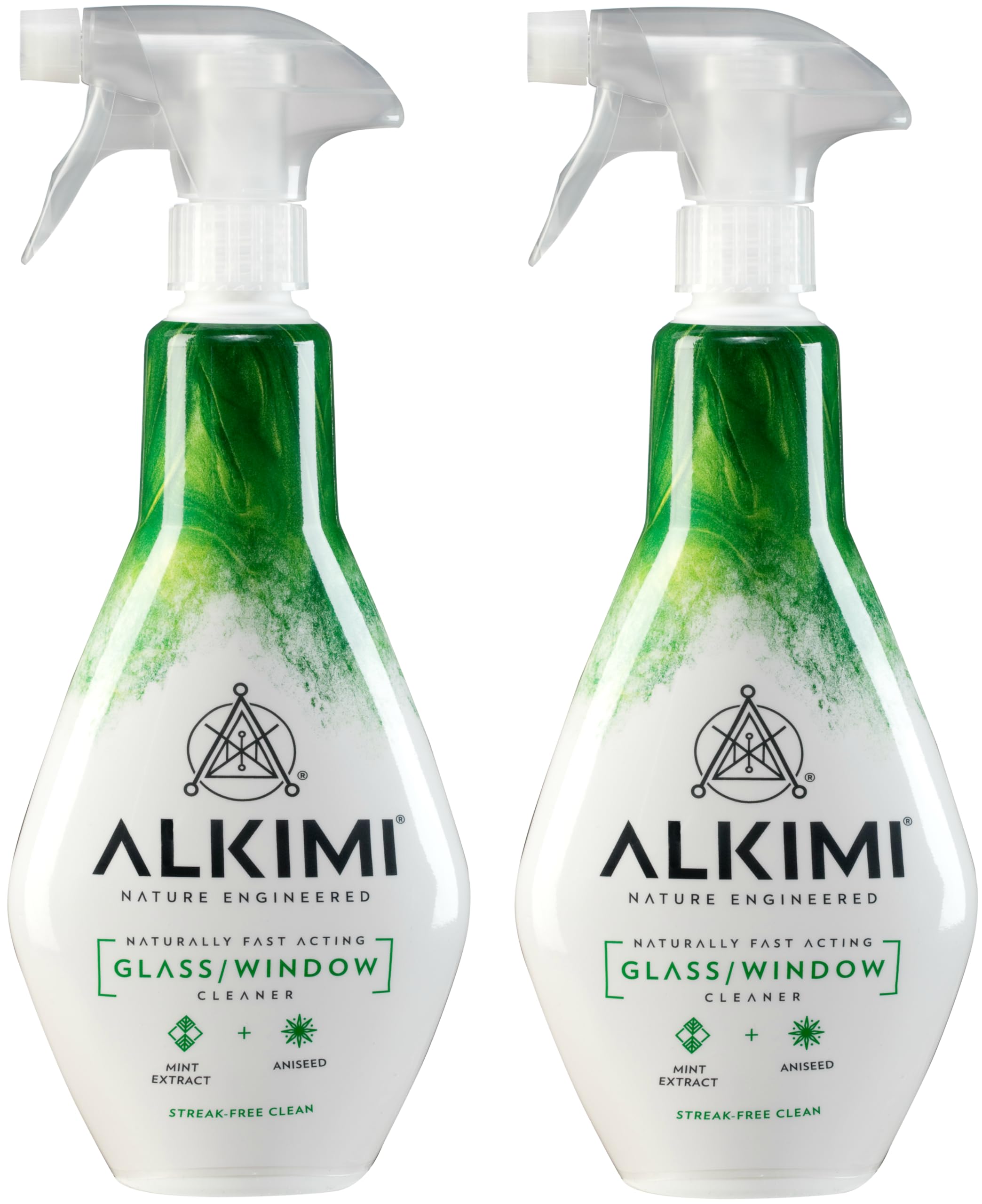 ALKIMI Glass & Window Cleaning Spray, Pack of 2 – Powerful Cleaning, No Harsh Chemicals, with Natural Mint Extract & Aniseed