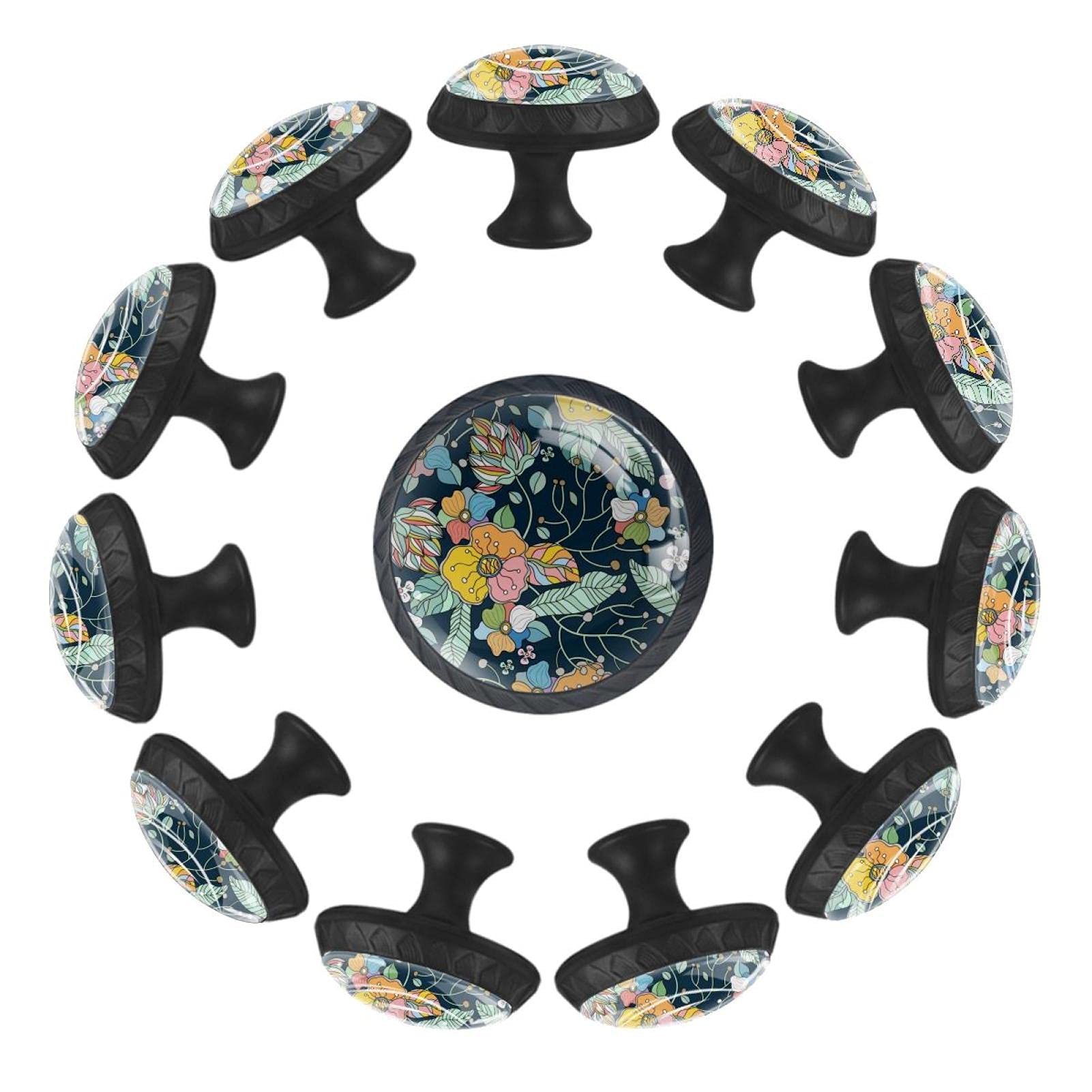 Boutons de porte pour chambre d'enfant : lot de 12 poignées de meuble en cristal fleurs aquarelle