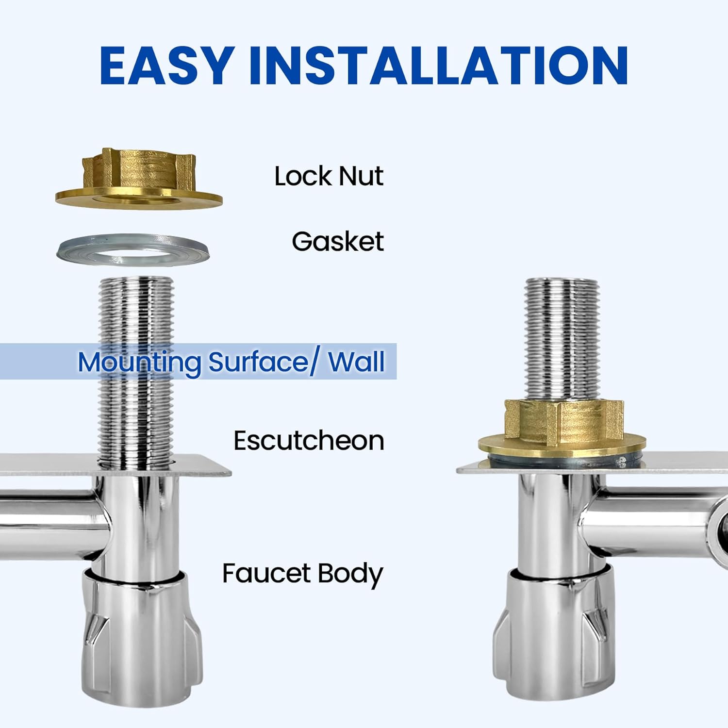 4" All Metal RV Shower Faucet with Quick Connect, Camper Shower Faucet Valve Diverter Replacement, RV Exterior Quick Connect Faucet, Hot and Cold Water Control for RV or Camper