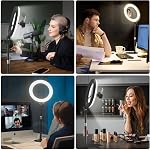 Luminaire de bureau avec support et porte-téléphone, Evershop 10.5" Led Ringlight pour les appels vidéo portables en streaming d'enregistrement, Dimmable Circle Halo Light pour le bureau à domicile, Zoom, Podcast, Maquillage, Tiktok (Noir)