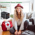 X-STAR Mise à jour 220V à 110V Convertisseur de tension Canada vers l'Europe,5in1 Adaptateur de voyage universel de conversion automatique pour sèche-cheveux, Plug électrique international Combo,CA US à EU UK AU À vous 200 CTRS (Noir)
