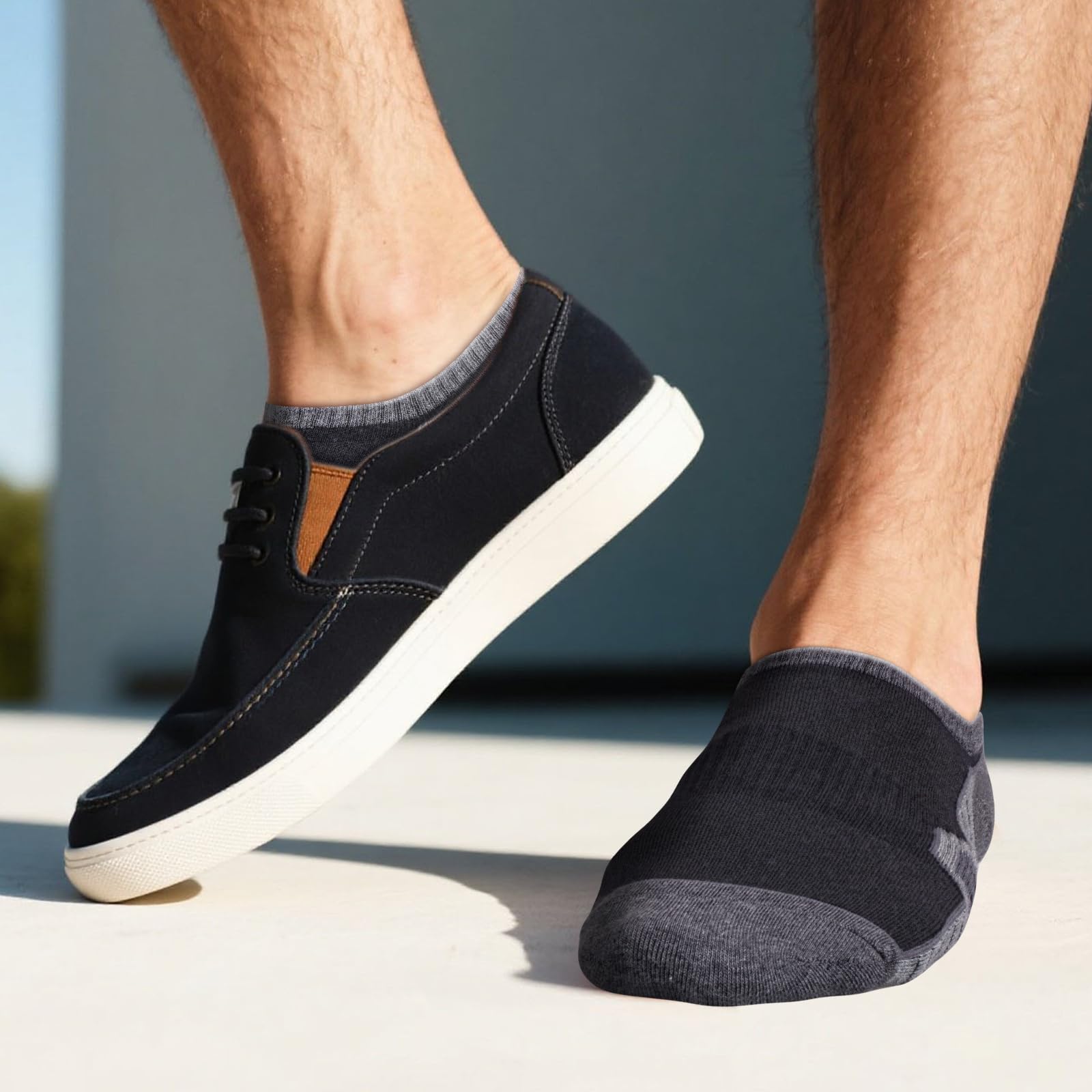 Men's No Show Trainer Socks Breathable Anti-Odor Lightweight Casual Low Cut Invisible Ankle Socks for Sneaker Canvas Shoes, 6 Pairs