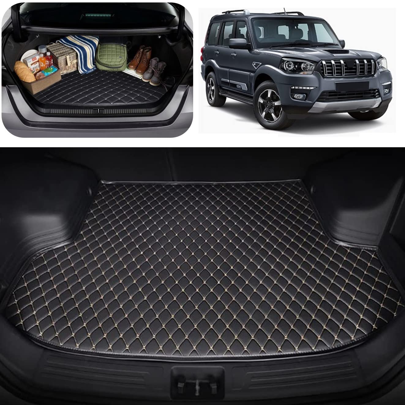 Vahan Expo 7D Luxury Car Trunk Mat/Dicky/Boot Mat Suitable for Scorpio