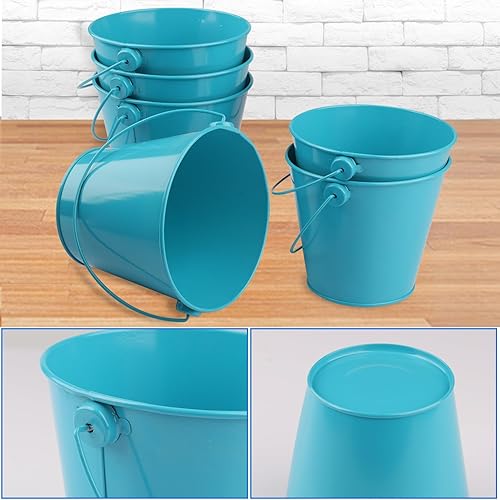 Miniatura 3 de Paquete de 10 mini cubos de metal de 4.1 pulgadas, cubos de metal con asa, cubo de Pascua, soporte para lápices y macetas, utilizados para