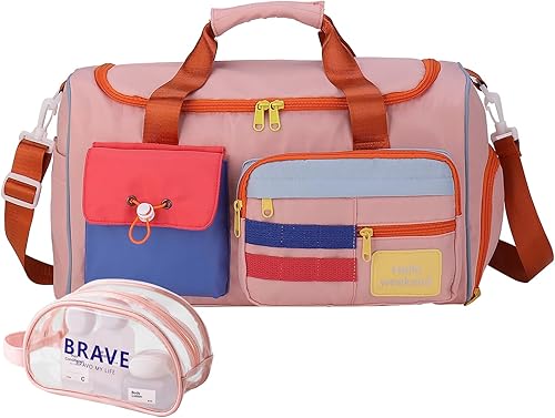 Miniatura 63 de Bolsa de Gimnasio Pequeña para Mujer, Bolsa de Lona de Viaje, Bolsa de Fin de Semana con Compartimento para Zapatos 09#Army Green