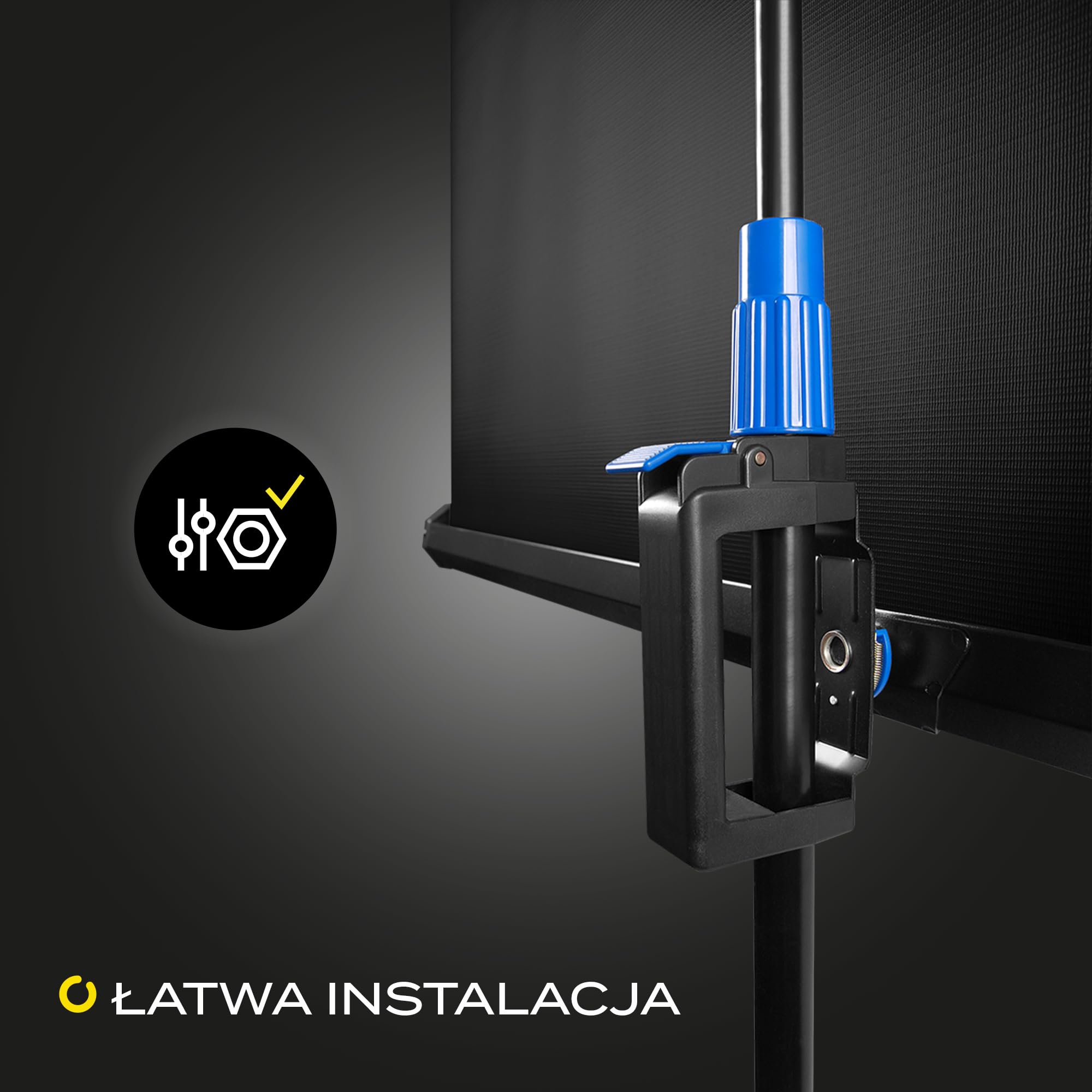 OVERMAX Tripod screen 60” Ekran projekcyjny na statywie 60 cali 116×87 cm trójnożny, regulacja wysokości statywu oraz ekranu, automatyczne sprężynowe zwijanie ekranu, białe, matowe płótno