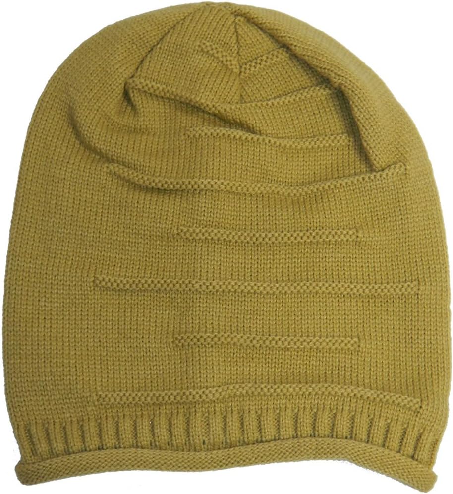 Slouchy Beanie Slouch Skull Hat Ski Hat Snowboard Hat Ribbed Beanie,One Size,Beige Stripe