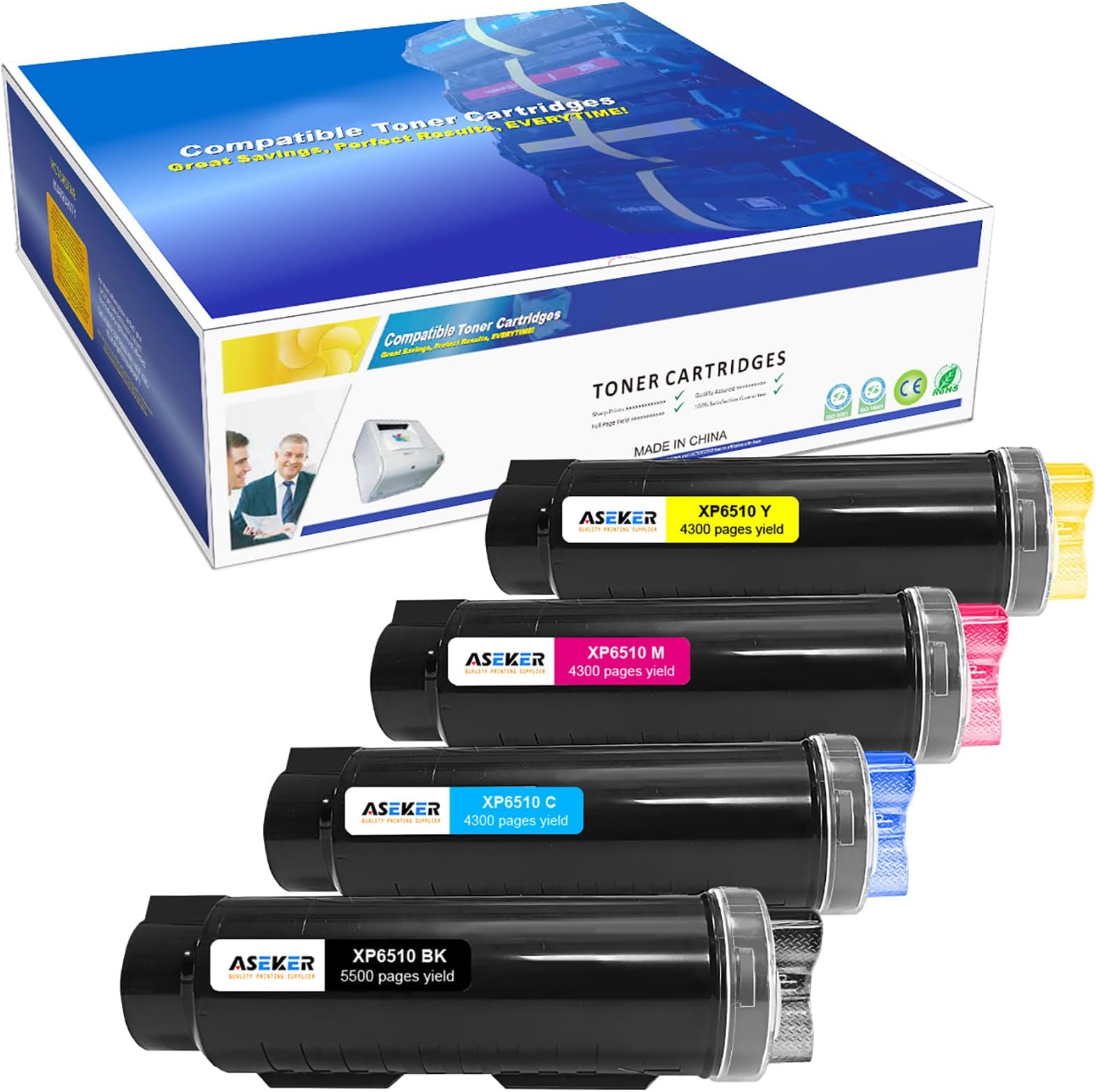 Lot de 4 Toner compatible pour Xerox Phaser 6510 6510DN 6510N WorkCentre 6515 6515DN 6515DNI