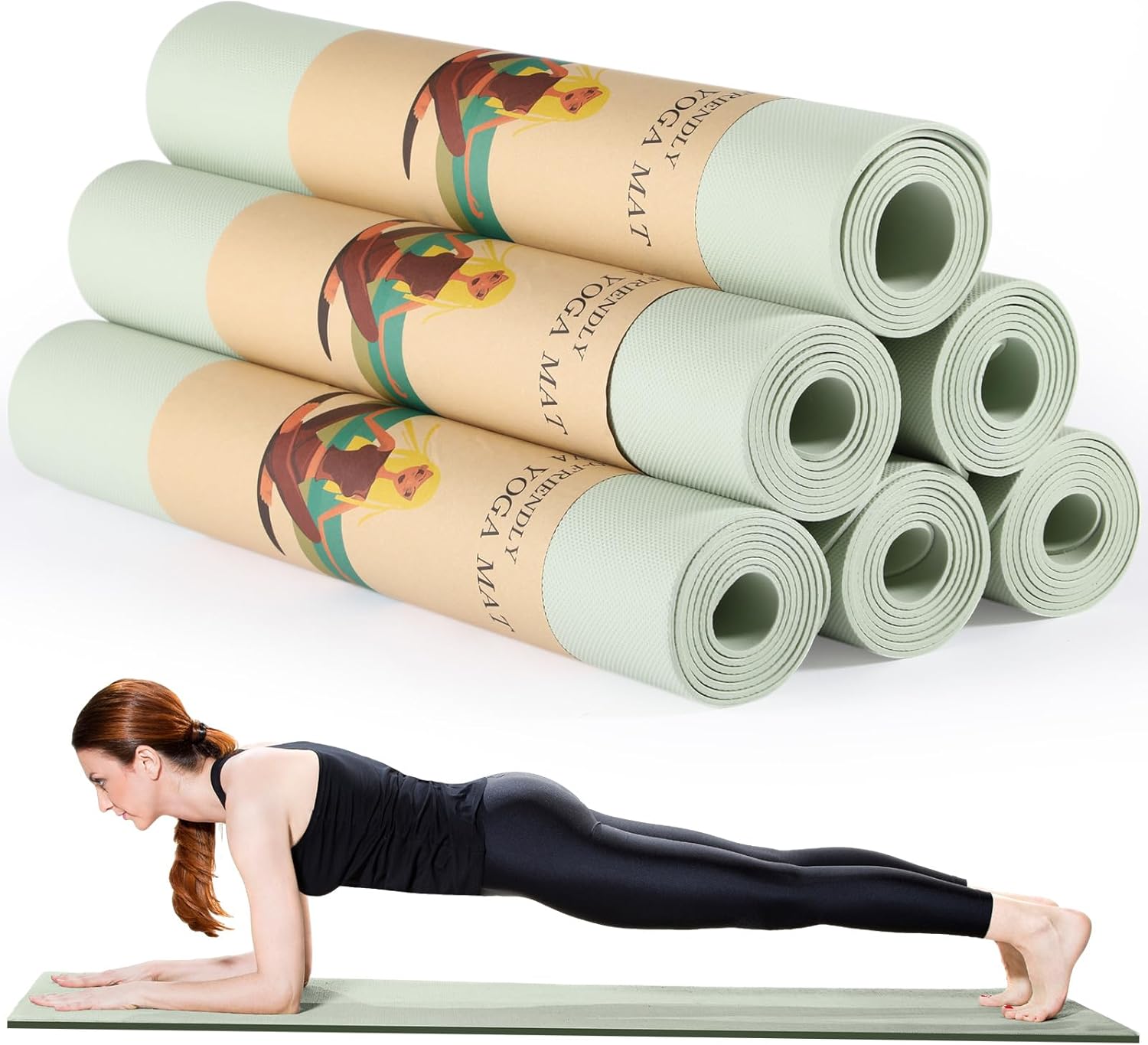 Timgle 6 Pack Yoga Mats Bulk Non Slip Exercise Yoga Mat 4 mm Thick Anti Slip Tear Resistant Sports Gym for Fitness Stretching Home Workout and Studio