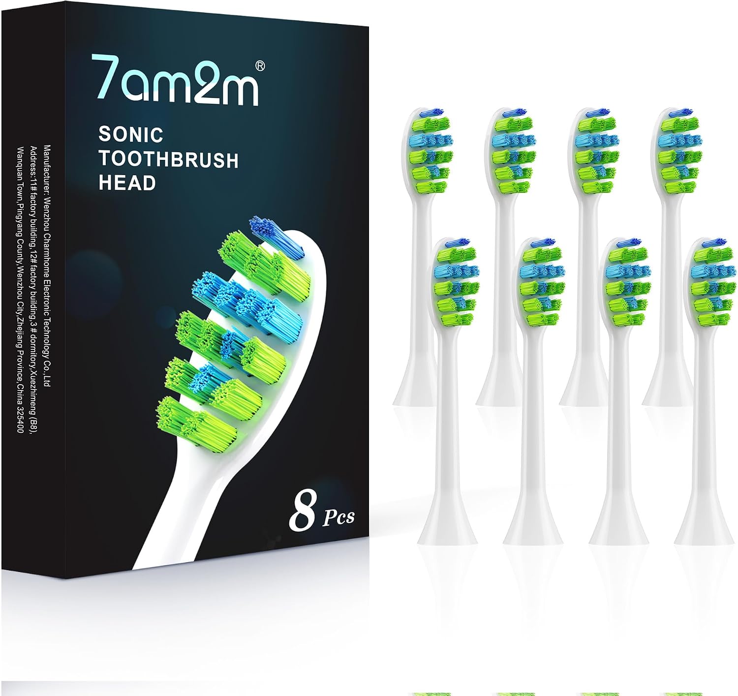 7AM2M AM100/AM101/AM105C/AM111 Electric Toothbrush Brush Heads x 8, White