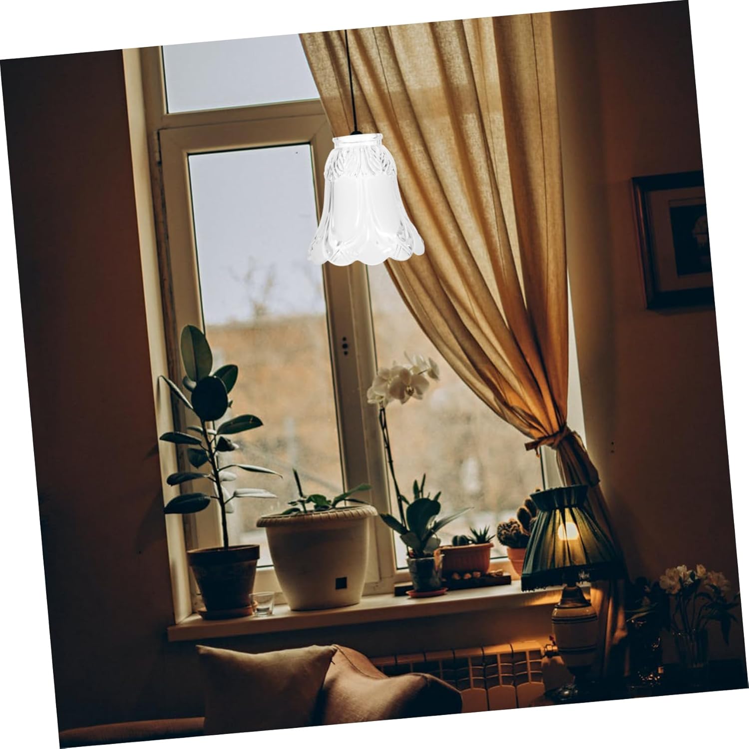 4pcs Frosted Glass Lamp Shade for Chandelier Decorative Replacement Lampshade Cover for Living Room and Bedroom Decor