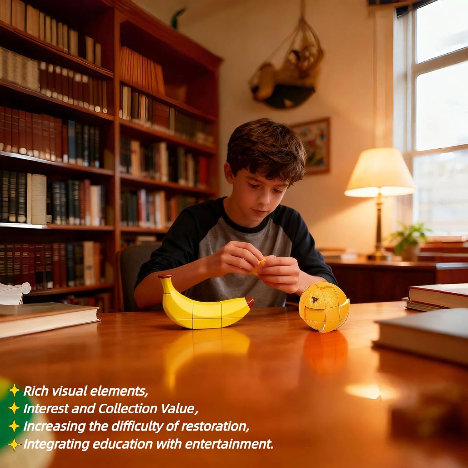 Speed Cube Set of 6 Pack, Simulation Fruit Magic Cube Set of Apple Pear Banana Orange Lemon Peach, Educational Puzzle Toys Gift for Kids