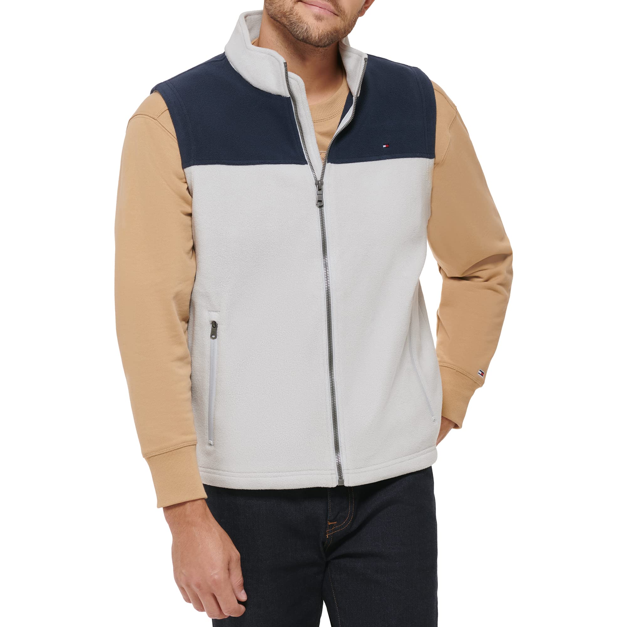 Tommy Hilfiger Men's Navy/Ice Polar Fleece Vest, 3XL