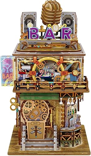 Desmond Kit de casa de muñecas en miniatura, kit de casa de almacenamiento de dispositivos de apertura automática, rompecabezas de madera de 9