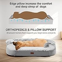 Vista 6 de 3.7 inch Thickened Orthopedic Dog Beds for Extra Large Dogs, Supportive Dog Sofa Bed with 28D Egg-Crate Foam, Removable Washable Cover, Waterproof