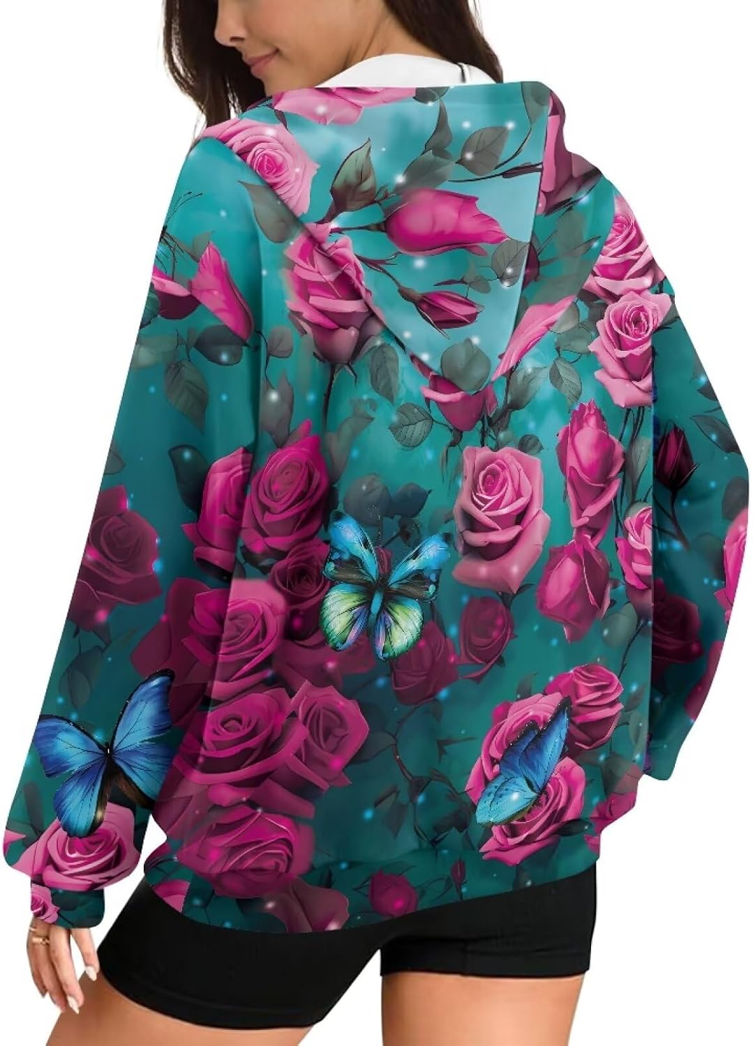 Womens Oversized Hoodie with Zipper and Pocket Hooded Graphic Sweatshirt Women Pullover Sweater Women Size XS-4XL