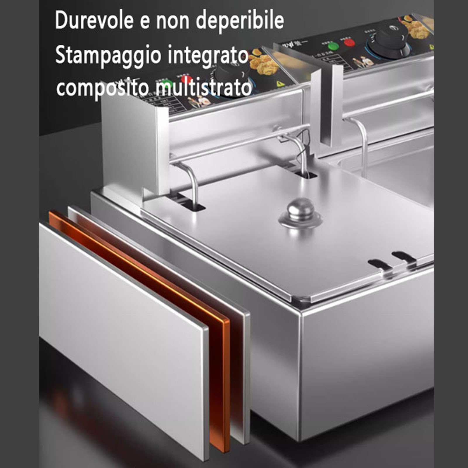 Friggitrice Profonda Friggitrice Profonda Commerciale 10L X 2 Friggitrici elettriche a Doppia Vasca, Controllo della Temperatura, friggitrice elettrica da banco per Ristorante con