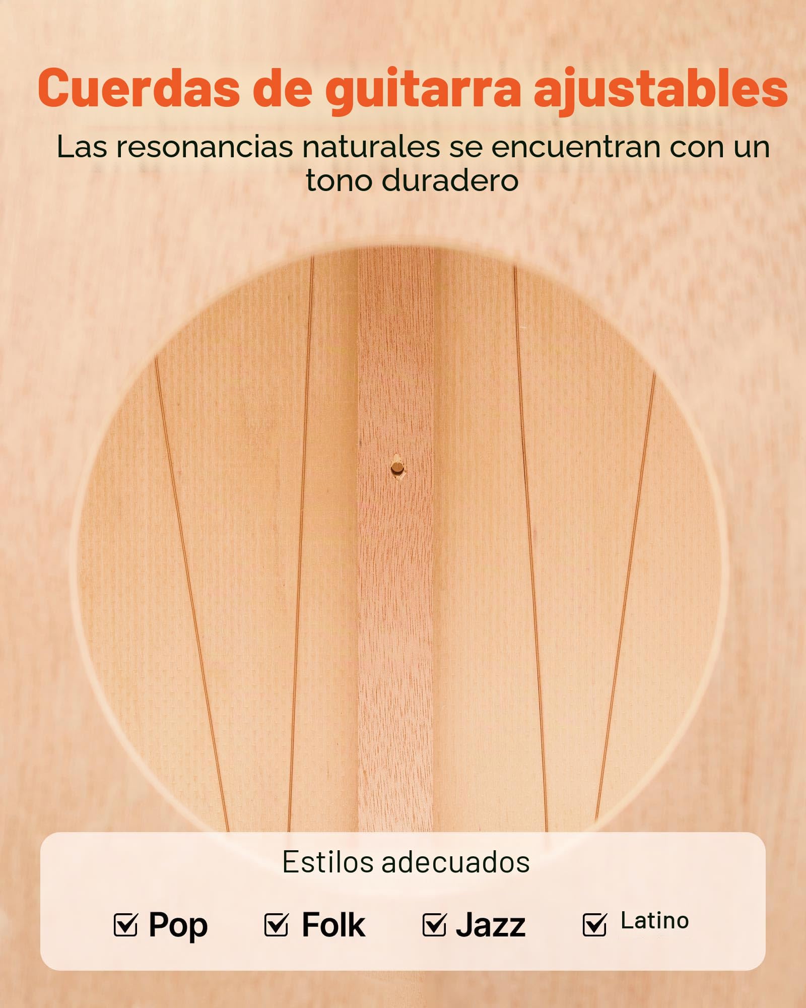 VEVOR Cajón de Percusión de Madera, Tambor Portátil Ligero de Madera de Abedul de 305 x 305 x 430 mm con Cuerdas de Guitarra Internas y Patas de Silicona para Principiantes y Profesionales