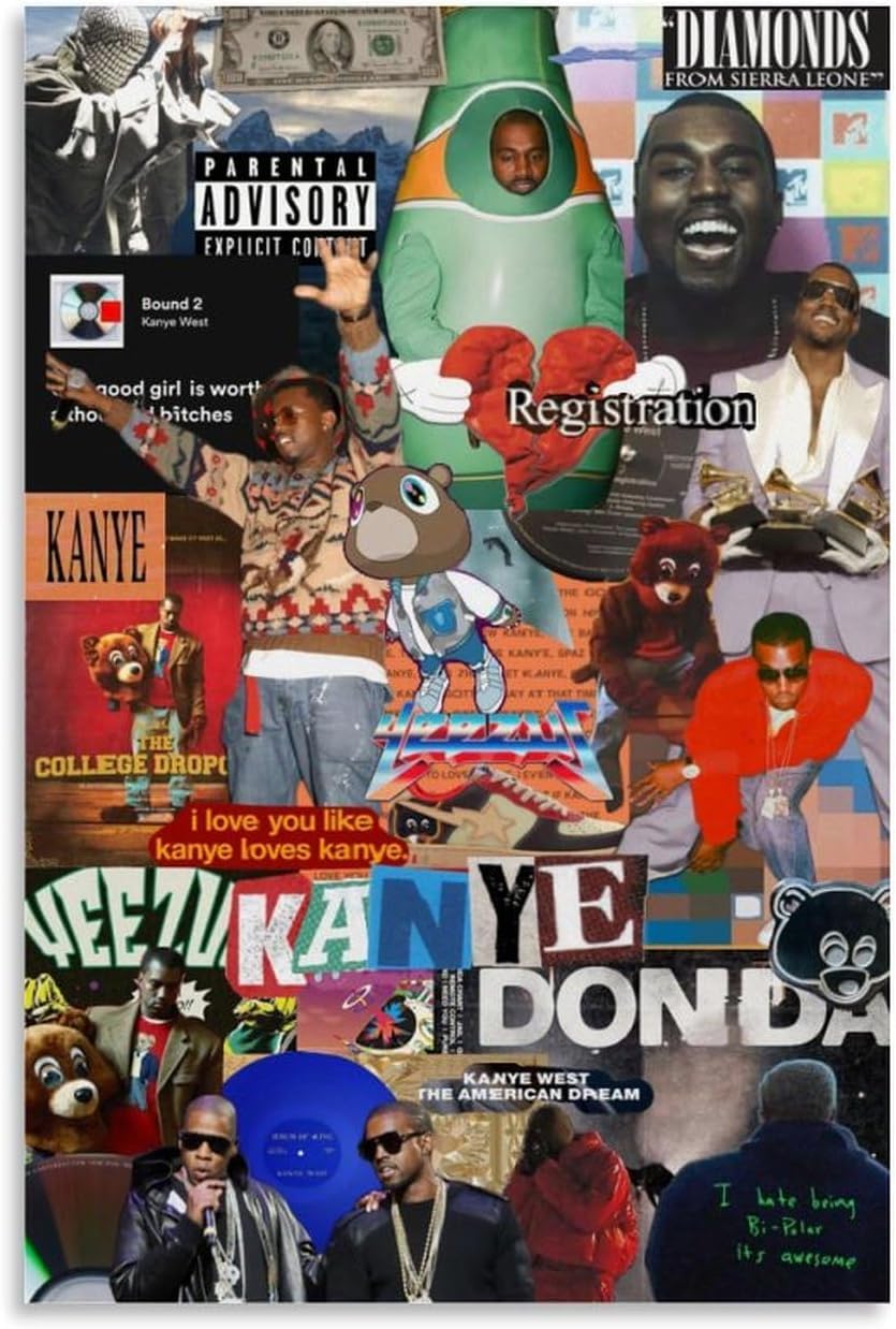 Generic Kanye West Poster Vultures Canvas Poster Yeezus Kanye Poster Graduation Album Cover YE Poster FRAMED and UNFRAMED Poster (STYLE K, 16 X 24 UNFRAMED)
