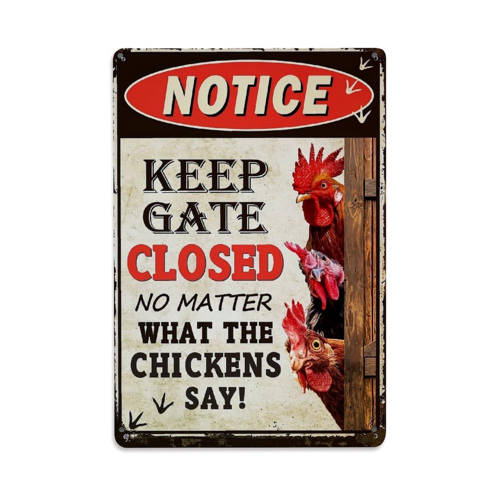 Jdfenggu Vintage Keep Gate Closed Notice Sign Retro Metal Tin Sign, Metal Poster For Bar, Home, Man Cave, Kitchen, Laundry Room Art Decor 8X12 Inch