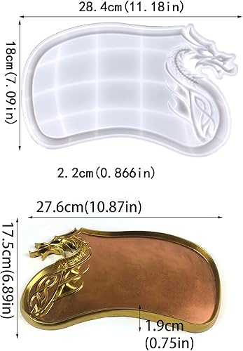 Miniatura 5 de Molde de resina para bandeja, molde de silicona en forma de dragón, moldes de fundición de resina epoxi para almacenamiento de joyas, plato de