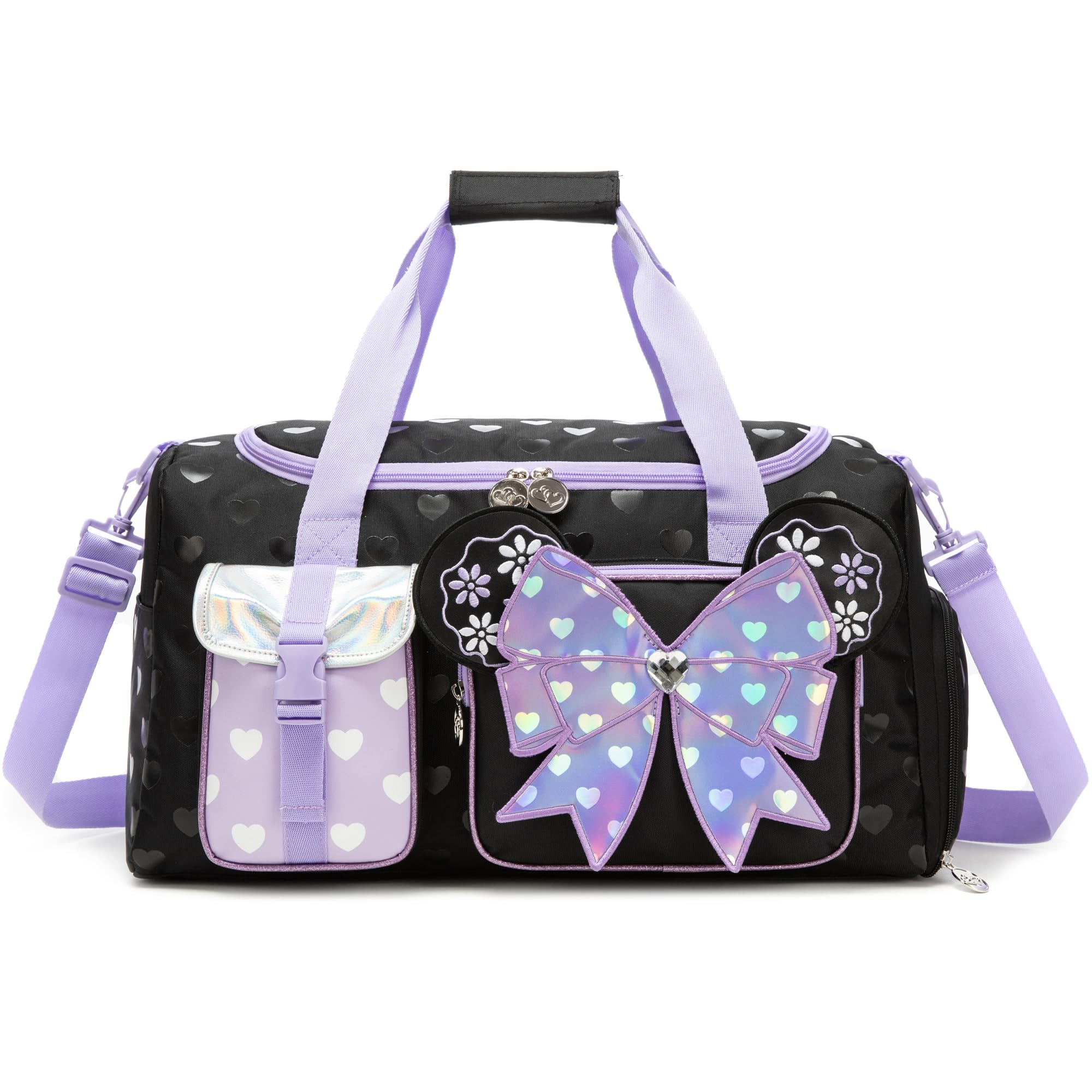 Sac de Danse & Sport Fille (Nœud) – Sac de Voyage Enfant avec Compartiment à Chaussures – Grand Sac Week-End pour Piscine & Soirée Pyjama (Violet)