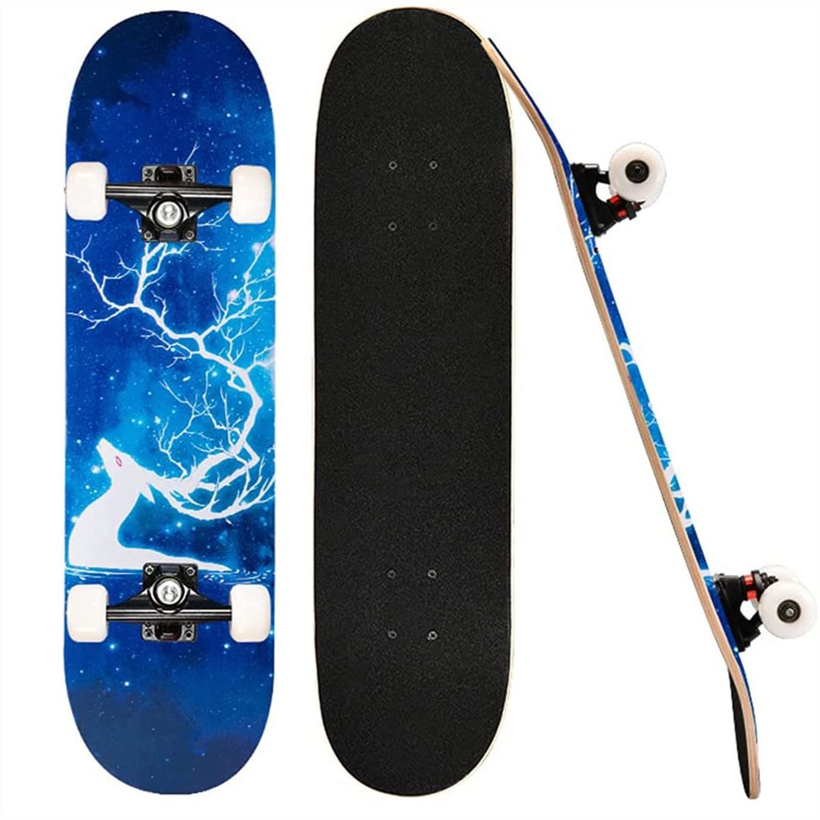 Complete Skateboard 80CM with 7 Layers of Canadian Maple Suitable for Girls Boys Beginner Skateboards